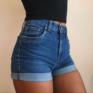 Blue High Waisted Denim Jean Shorts